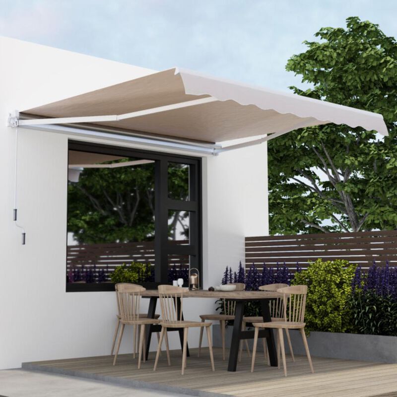 Hivvago Outdoor Manual Retractable Awning Cover Shelter Patio Sun Shade