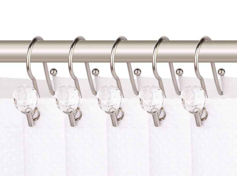 Zinc Double Shower Curtain Hooks, Set of 12 image number 1