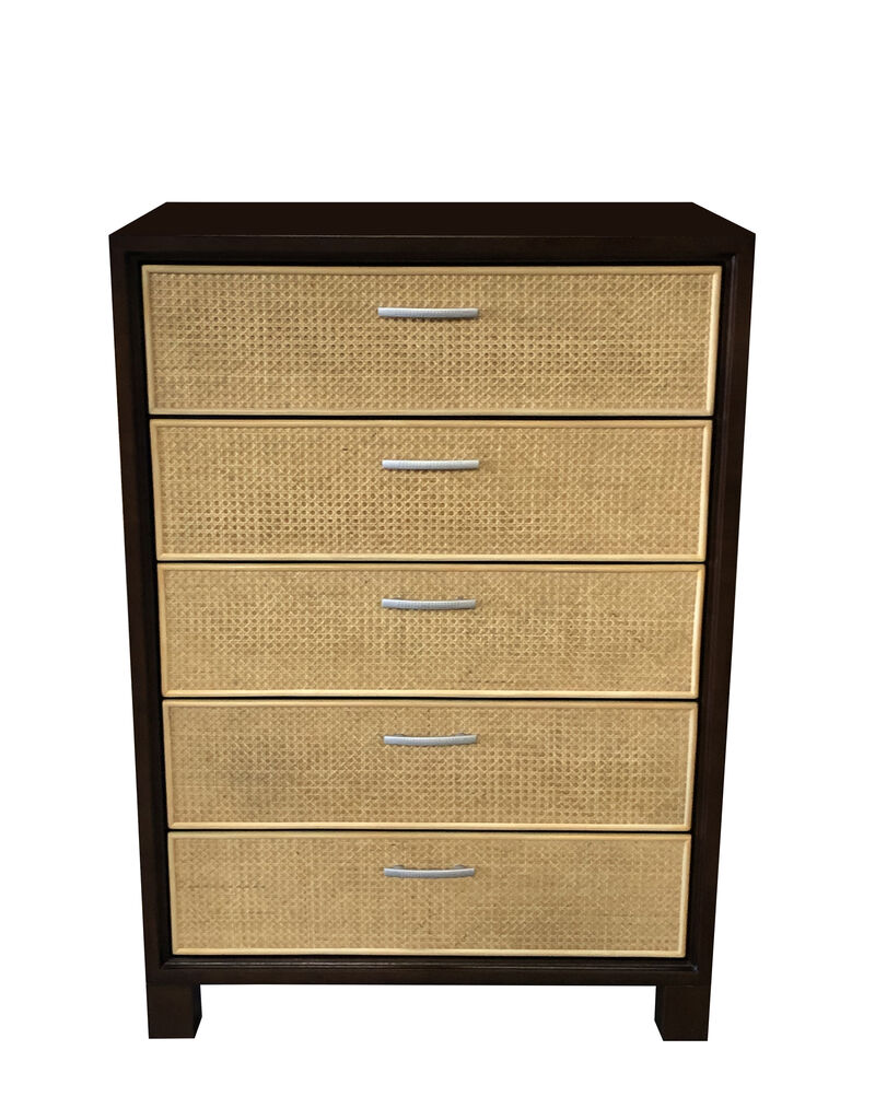 Elegant Cane Chest of Drawer 5 drw