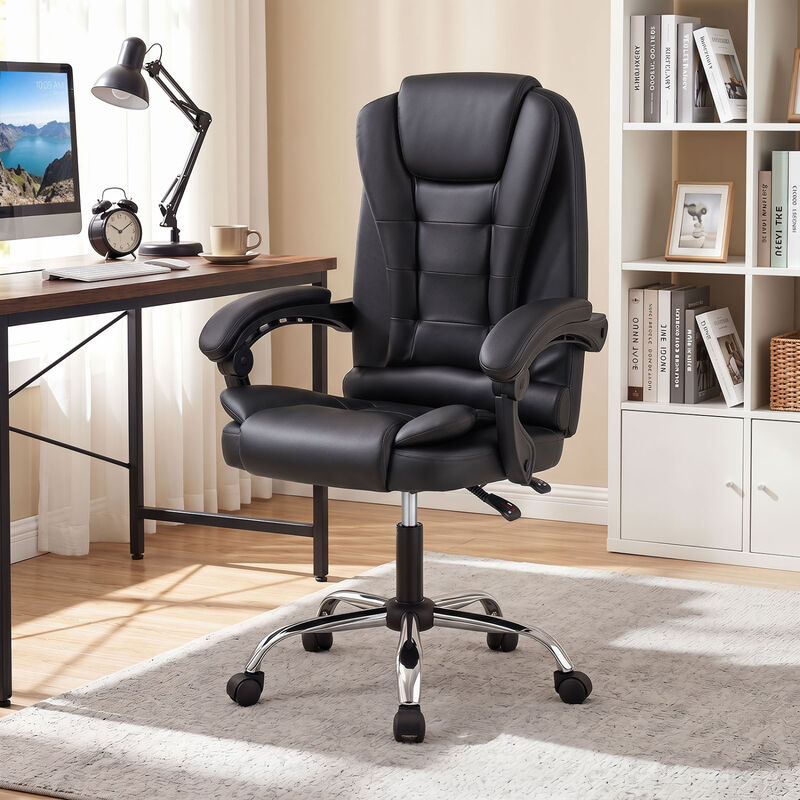 Ergonomic Executive Office Chair High Back with Armrests and Leather Seat image number 2