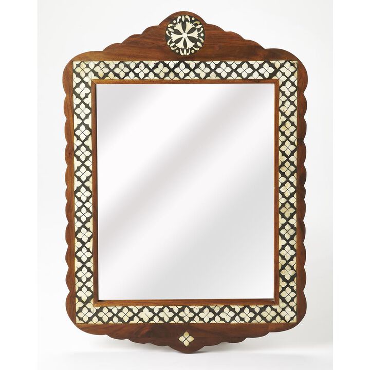 Butler Specialty Gabby Wood & Bone Inlay Wall Mirrored, Medium Brown
