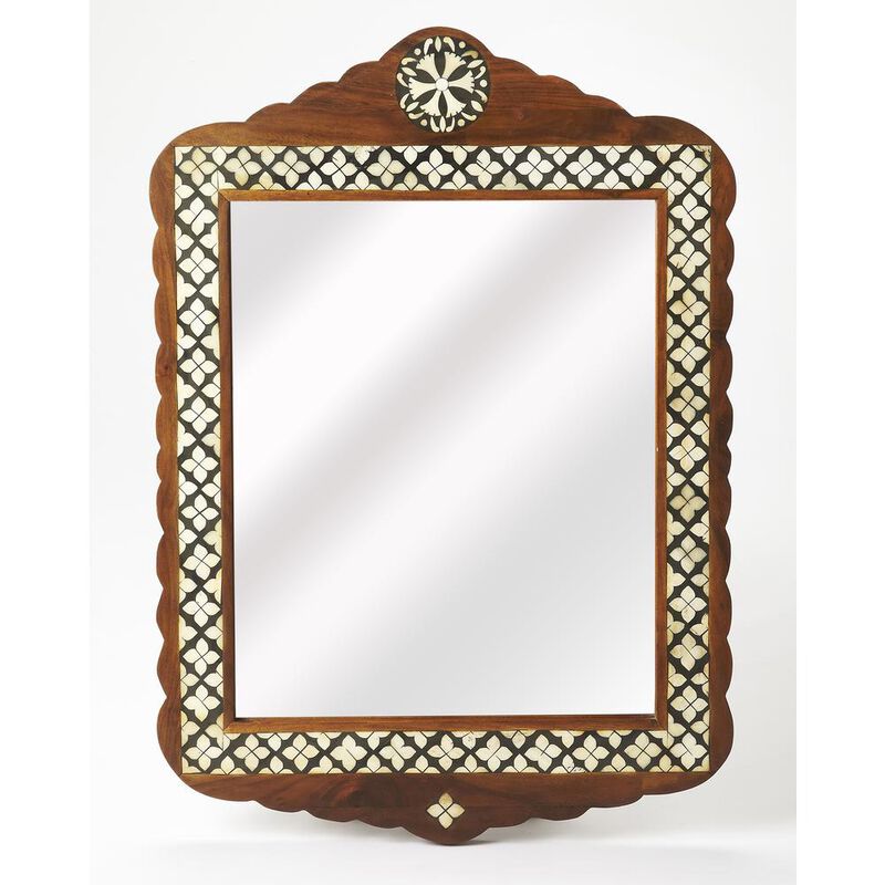 Butler Specialty Gabby Wood & Bone Inlay Wall Mirrored, Medium Brown image number 0