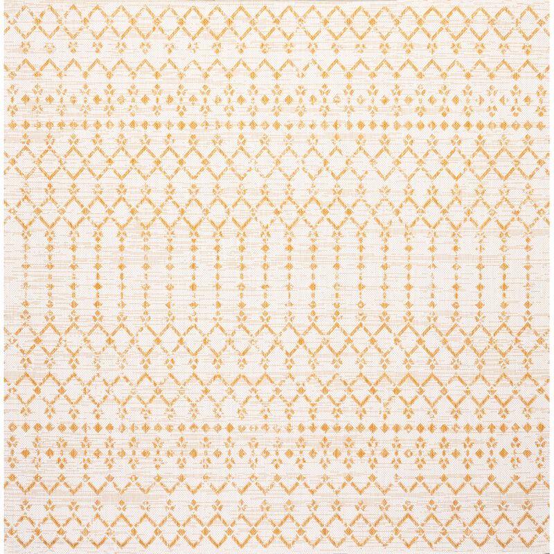 Ourika Moroccan Geometric Textured Weave Square Indoor/Outdoor Area Rug