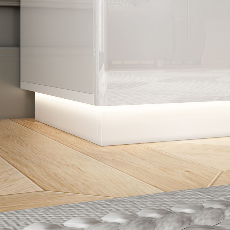 High Gloss White Wood 5-Drawer Chest of Drawers Storage Organizer With LED Lights (31.5 in. W x 42.6 in. H x 15.7 in. D)