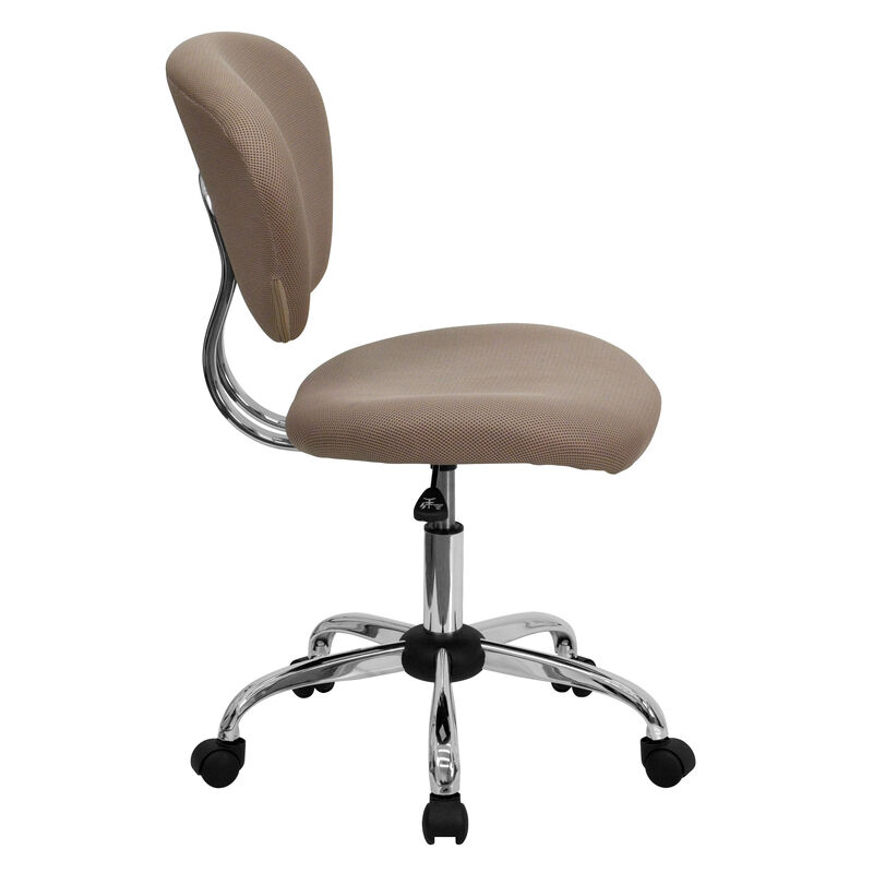 Beverly Mid-Back Coffee Brown Mesh Padded Swivel Task Office Chair with Chrome Base image number 9