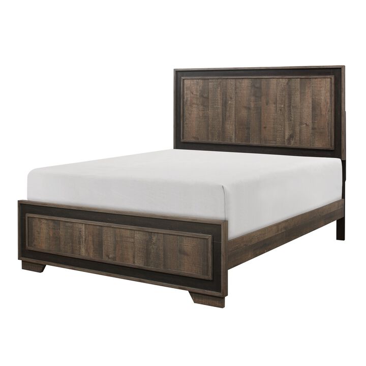Modern Line Design Two-Tone Finish 1pc Queen Size Bed Attractive Bedroom Furniture