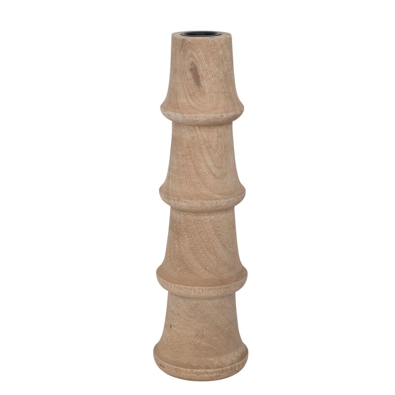 Hand-carved Mango Wood Taper Candle Holder image number 0