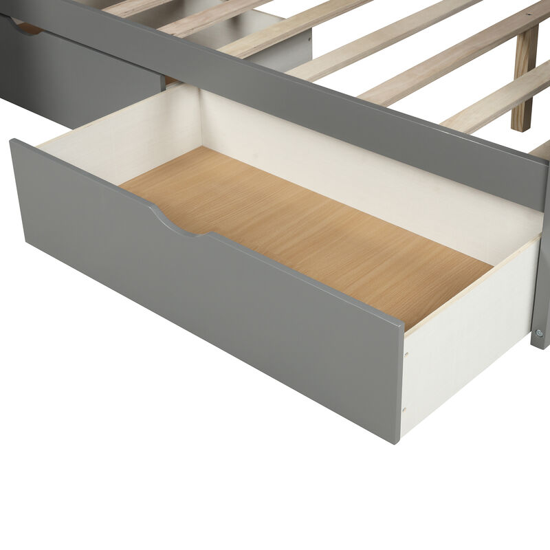 Merax Twin over Full Bunk Bed with Drawers,Storage and Slide