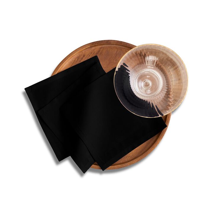 Solino Home Cotton Linen Cocktail Napkins 6 x 6 Inch Set of 12 - Cotton Linen Hemstitch