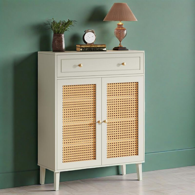 Grey Modren Shoe Cabinet With Shelves For Entryway image number 1