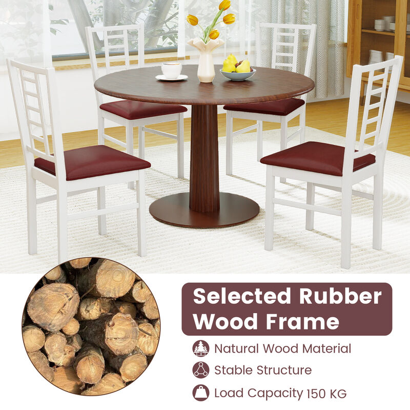 4 Piece Upholstered Dining Chair Set with PU Leather and Wood Frame image number 6
