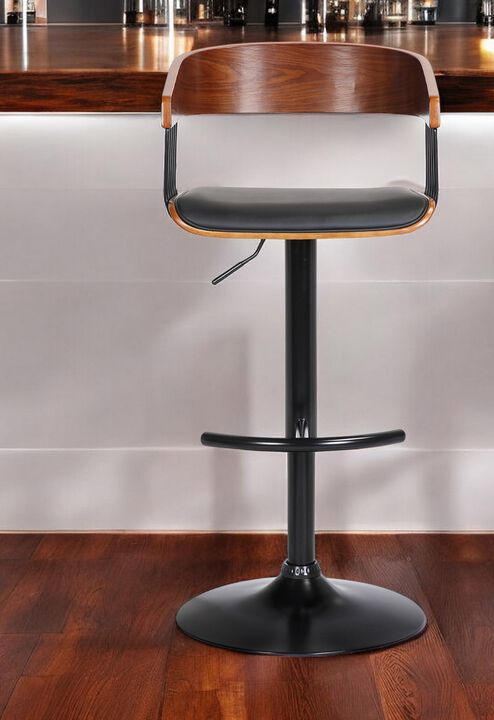 HomeRoots Faux Leather and Metal Adjustable Bar Stool with Full Back