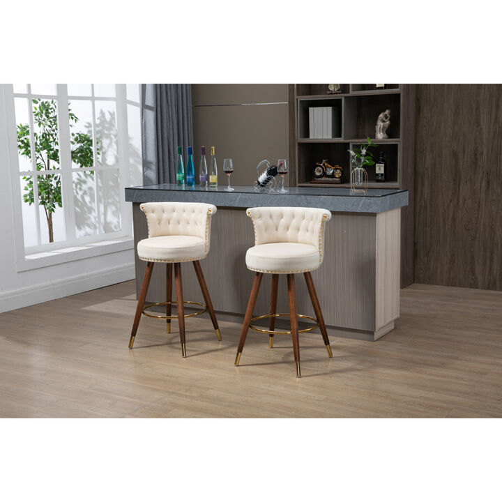 Swivel Bar Stools with Backrest Footrest, with a fixed height of 360 degrees