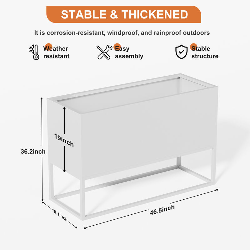 Metal Rectangular Planter with Shelves and Drainage Holes