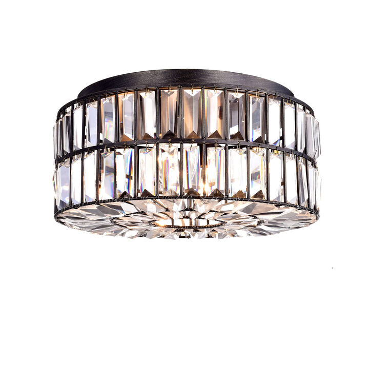 Carina Antique Black 15.4" Crystal Glass Prism Flush Mount Chandelier