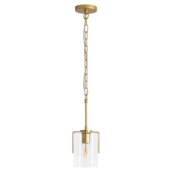 ELEMENT ACE Industrial Pendant Light with Clear Glass Shade Glare-Free Ceiling Light Fixture for Kitchen Island Dining Room Entryway Home Decor