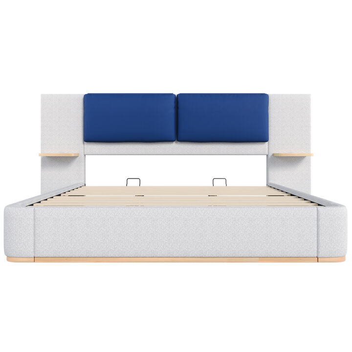 Merax Upholstered Bed Frame with Side Shelves