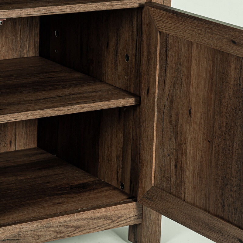 Farmhouse Barn Door Nightstand End Table with Adjustable Shelves