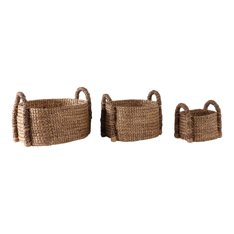 S/3 15/20/24" Oval Waterhyacinth Baskets, Natural image number 1