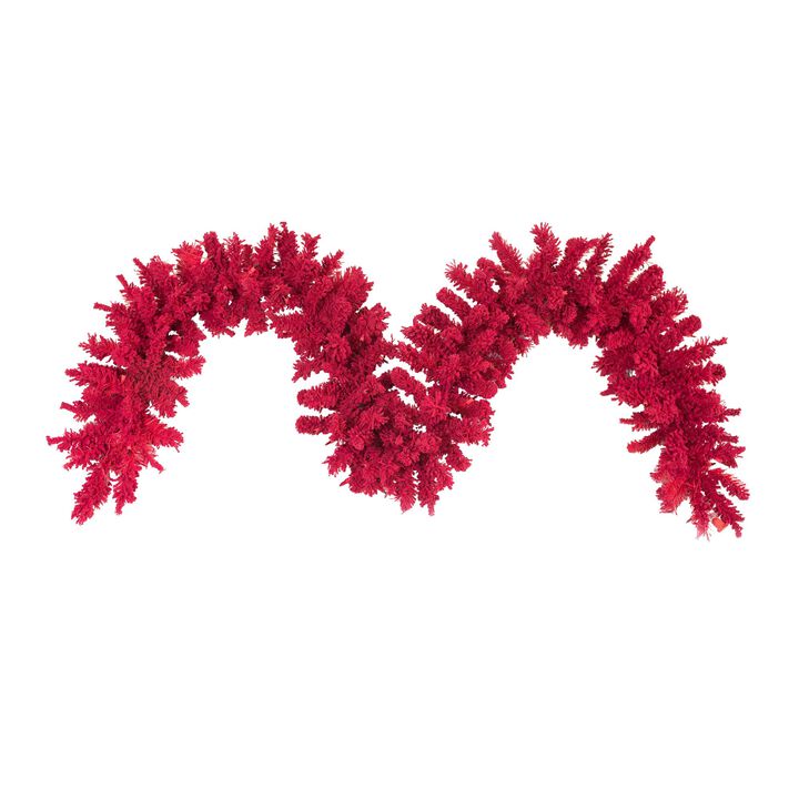Vickerman 9' x 14" Flocked Red Fir Artificial Christmas, Unlit - Faux Fir Christmas Garland - Indoor Seasonal Home Decor
