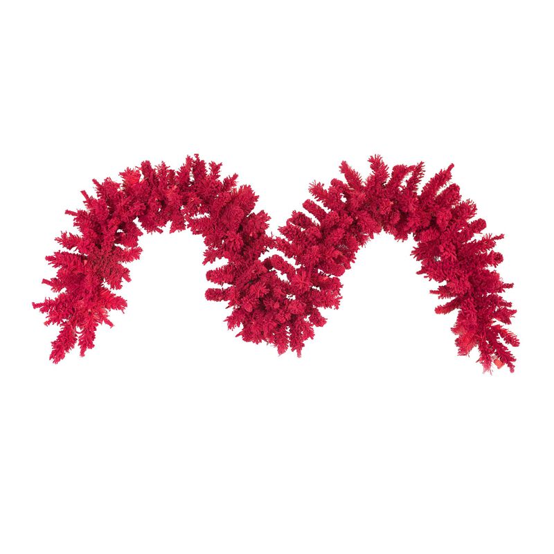 Vickerman 9' x 14" Flocked Red Fir Artificial Christmas, Unlit - Faux Fir Christmas Garland - Indoor Seasonal Home Decor image number 0