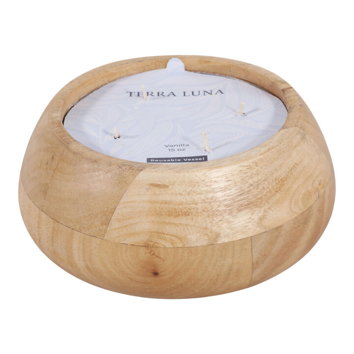 8" Vanilla Wood Bowl Candle