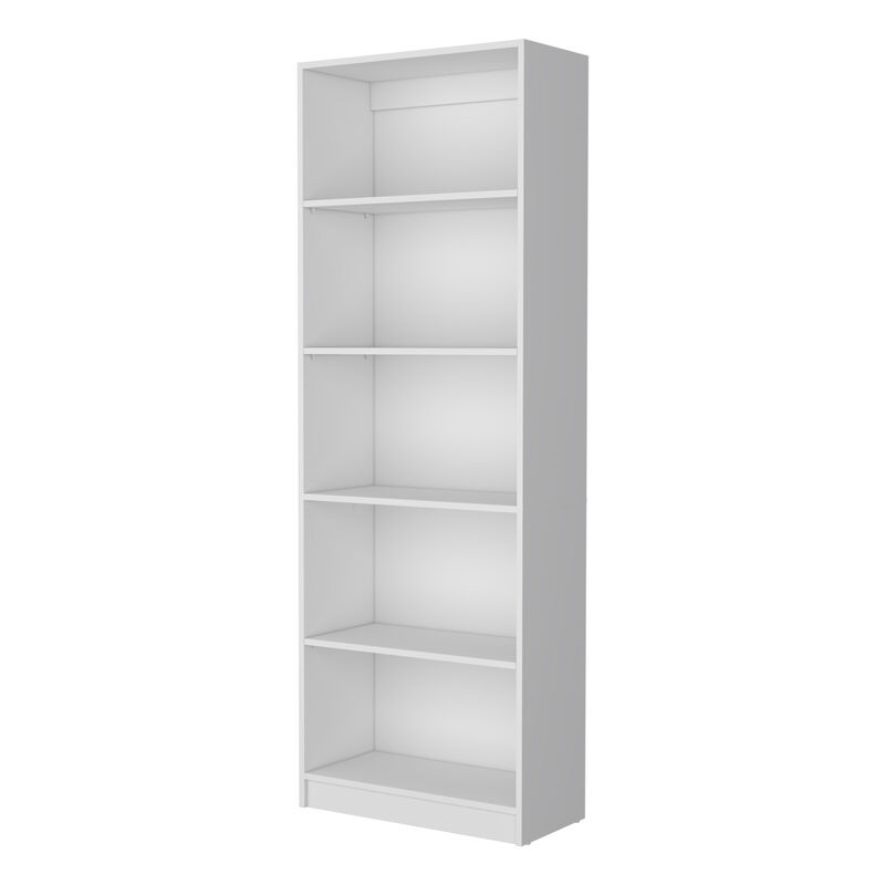 HomeRoots 71" White Wood Five Tier Bookcase image number 0