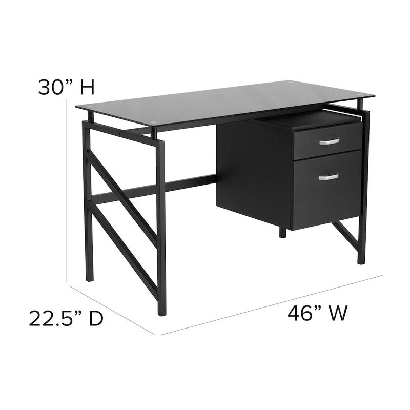 Flash Furniture Glass Desk with Two Drawer Pedestal image number 1