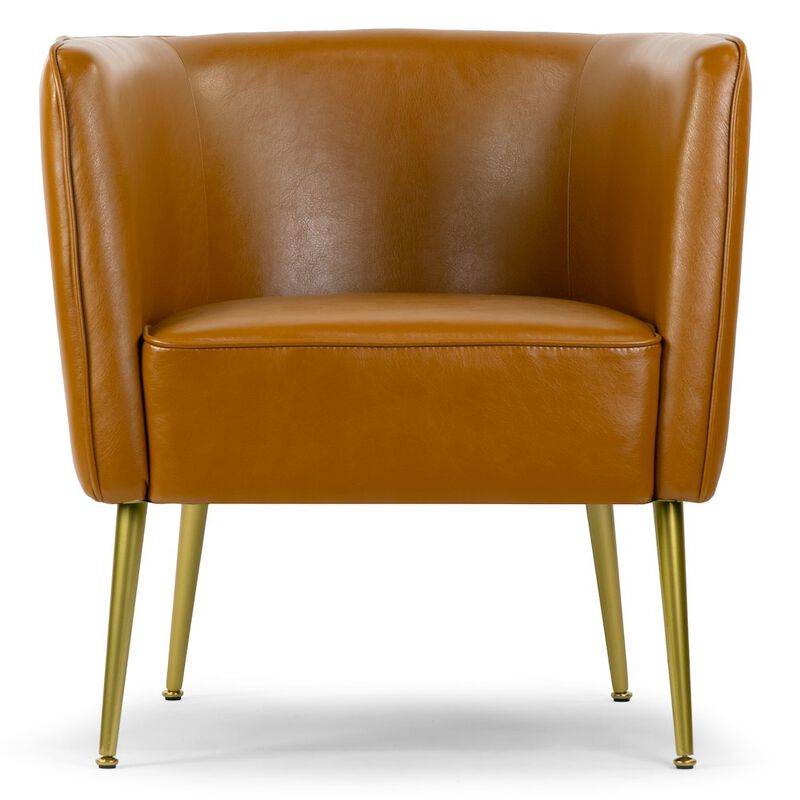 Glamour Home Avian Cappuccino Faux Leather Accent Chair with Decorative Stitching