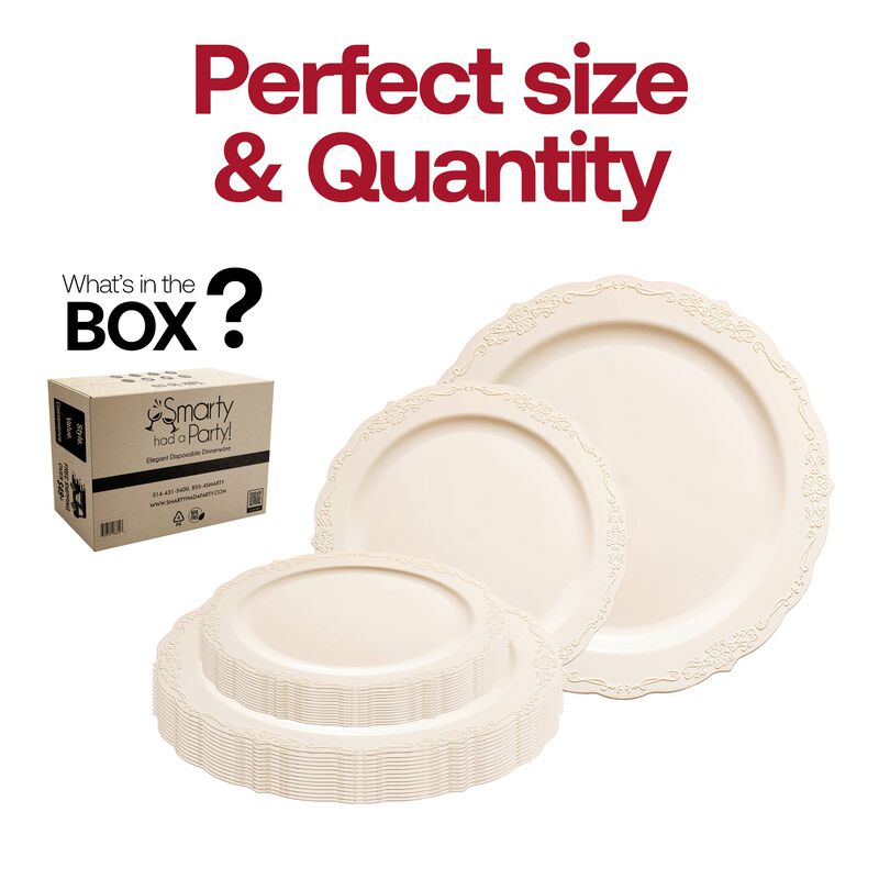 Ivory Vintage Round Plastic Dinnerware Value Set (120 Sets) image number 4