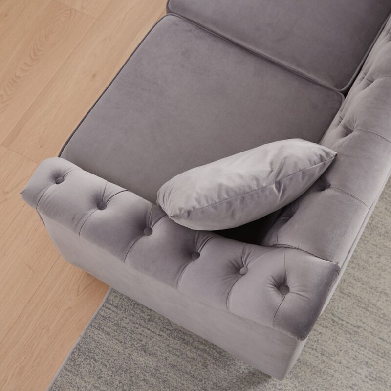 Frak 58.5" Velvet Chesterfield Loveseat image number 6
