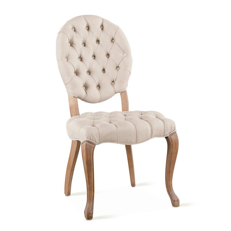 World Interiors Portia Tufted Dining Chair in Beige Linen
