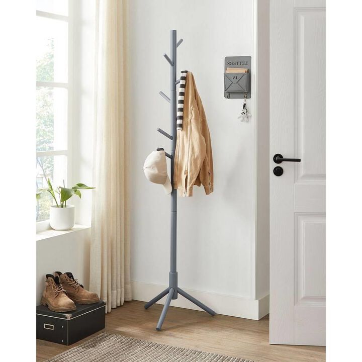 Hivvago Sturdy Solid Wood Coat Rack in White Finish with 8 Hooks