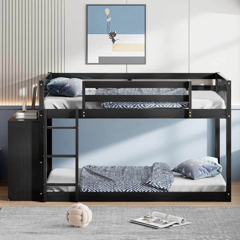 Whisen 92.4"x57" Full over Full Bunk Bed with 4 Drawers 3 Shelves, Solid Wood for Kids Bedroom image number 2