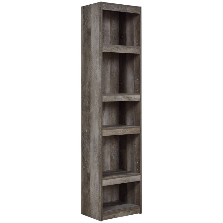 72 Inches 5 Tier Wooden Pier with Adjustable Shelves, Gray - Benzara