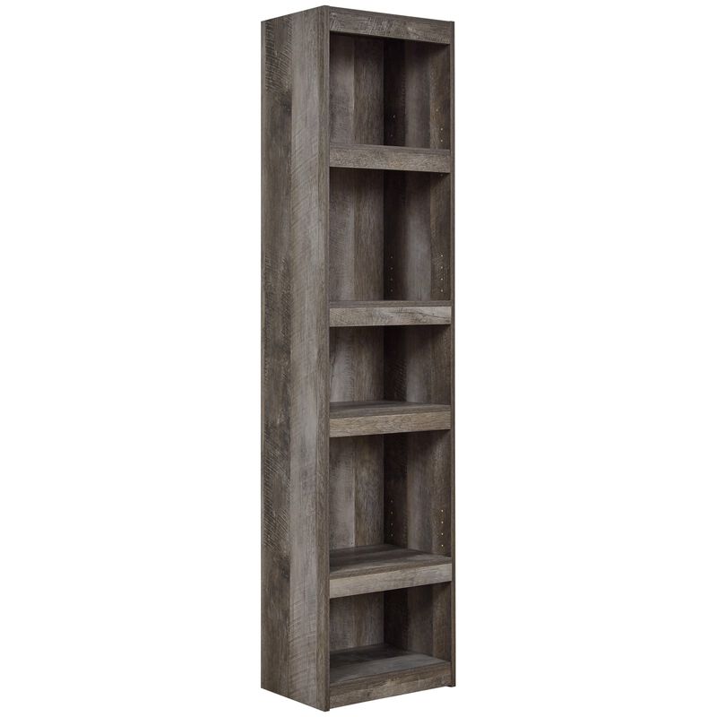 72 Inches 5 Tier Wooden Pier with Adjustable Shelves, Gray - Benzara