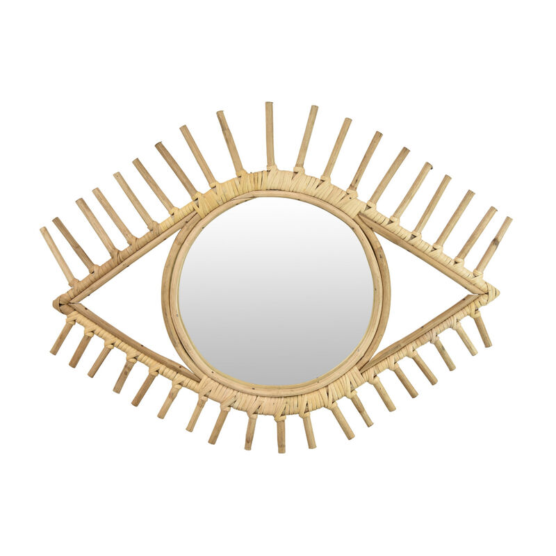 Greta Eye-Shaped Wall-Mounted Mirror, Sunburst Frame, Natural Fiber image number 2