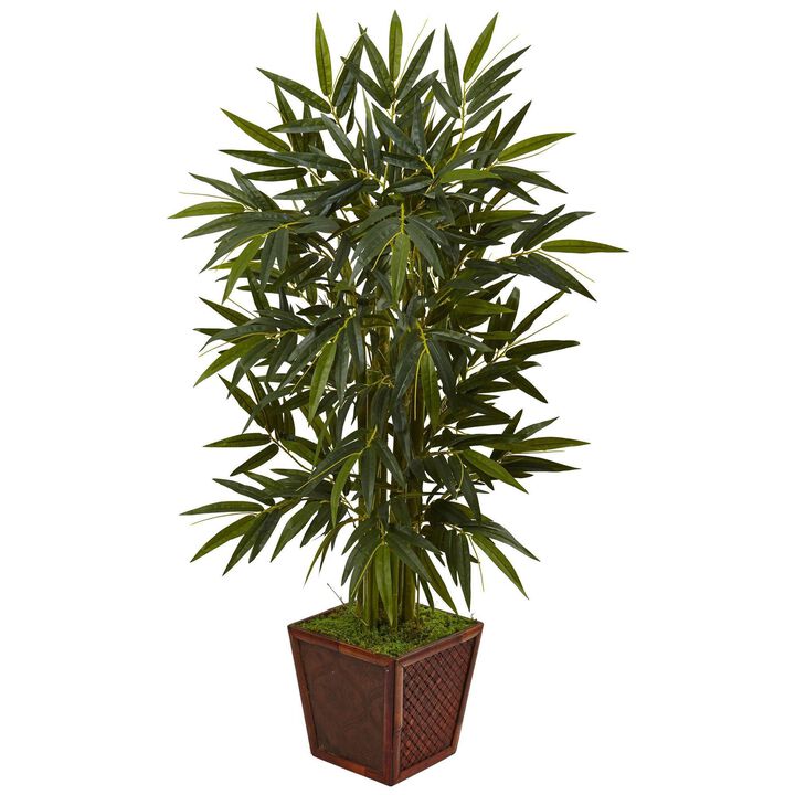 Nearly Natural 4-ft Bamboo Tree in Bamboo Planter