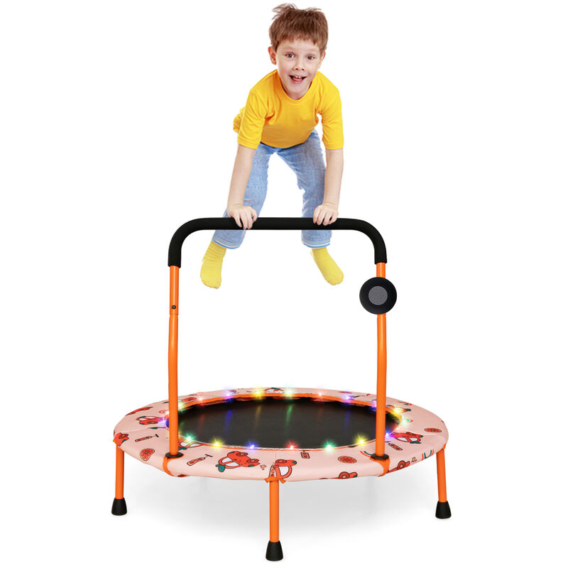 Kids Mini Trampoline with Colorful LED Lights and Bluetooth Speaker image number 4