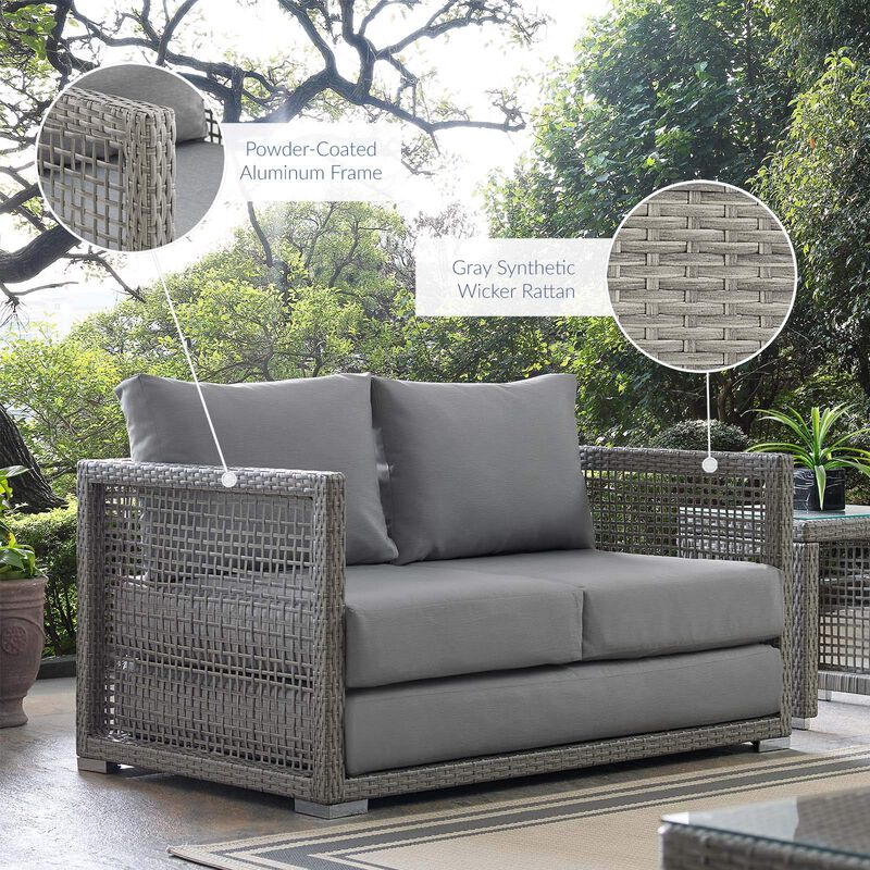 Modway Aura Outdoor Patio Wicker Rattan, Loveseat, Gray Gray image number 7