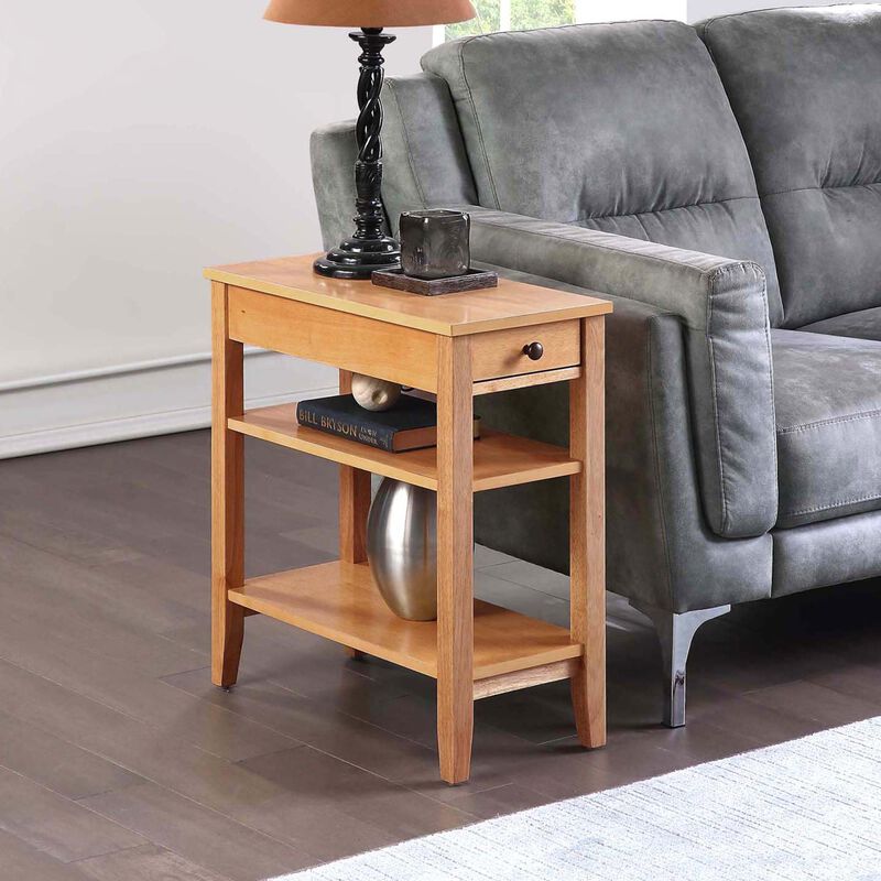 Convenience Concepts American Heritage Chairside End Table with Drawer 23.5"" - Classic Living Room Table with Storage Shelf, Be