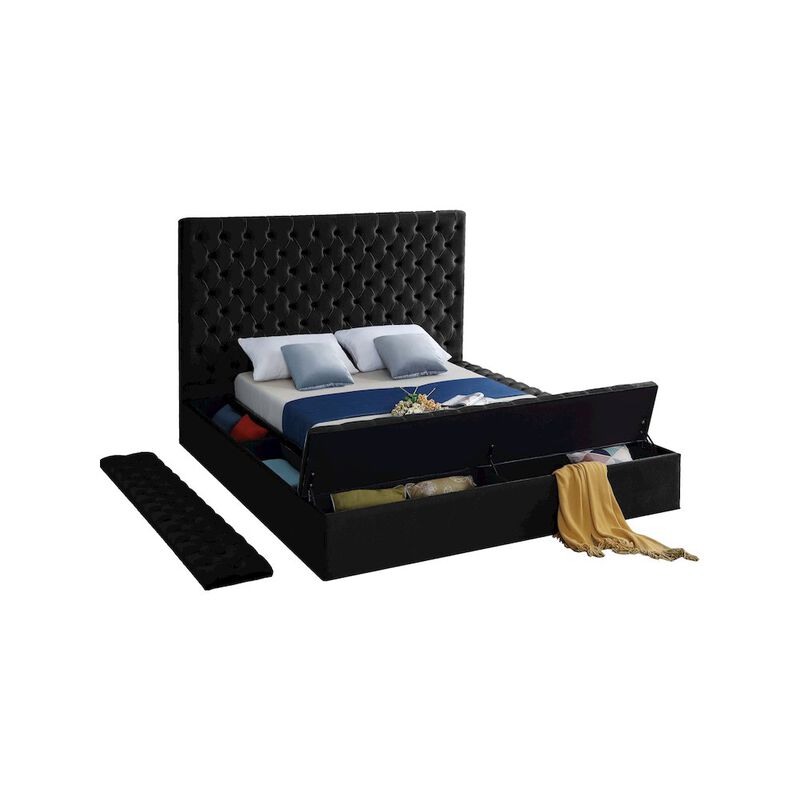 Meridian Furniture Bliss Black Velvet Queen Bed