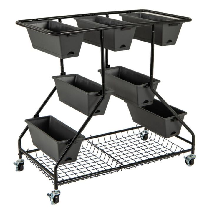 Hivvago Vertical Raised Garden Bed with 7 Planter Boxes and Storage Baskets