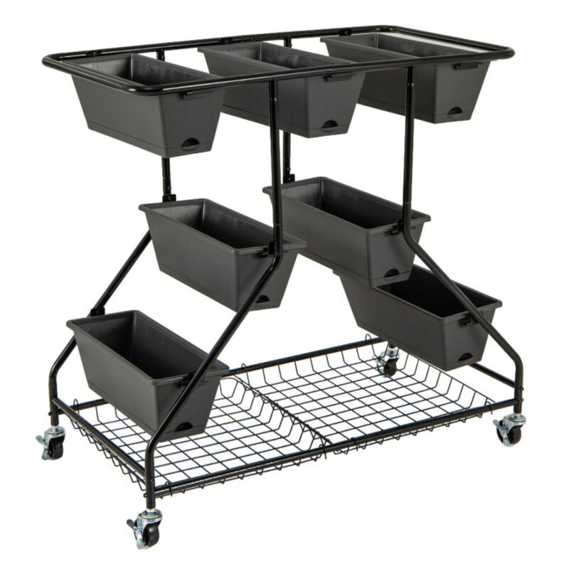 Hivvago Vertical Raised Garden Bed with 7 Planter Boxes and Storage Baskets