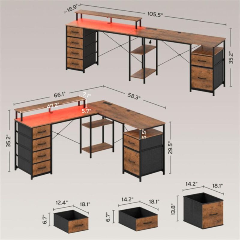 Modern Office Computer Desk &ndash; Spacious Work Surface with Storage for Home Office