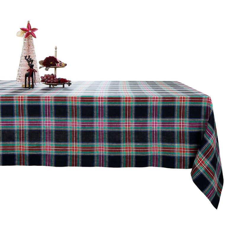 Solino Home 100% Pure Linen Tablecloth - Jewel Plaid