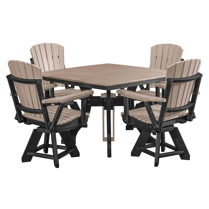 American Furniture Classics Five Piece Square Dining Height Dining Set in Weatherwood with a Black Base