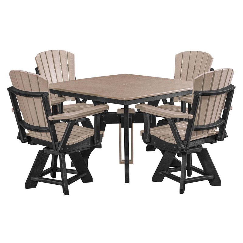 American Furniture Classics Five Piece Square Dining Height Dining Set in Weatherwood with a Black Base