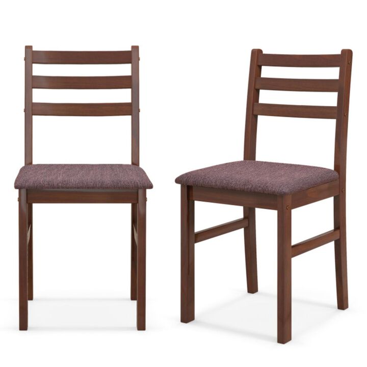 Hivvago Set of 2 Mid-Century Wooden Dining Chairs-Espresso