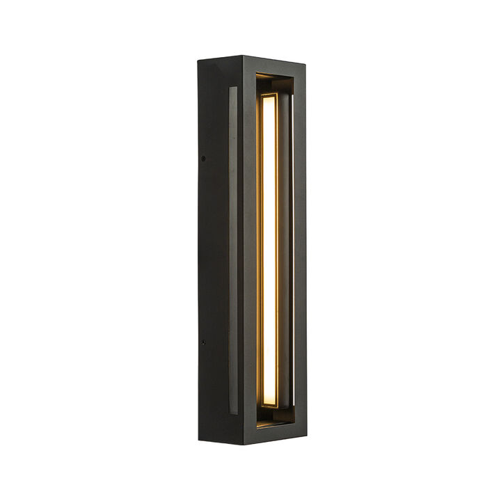 H20" Modern Outdoor Wall Light with Dusk to Dawn Sensor Linear Matte Black 30W Integrated LED Wall Sconce with Acrylic Shade for Porch Garage Entryway
